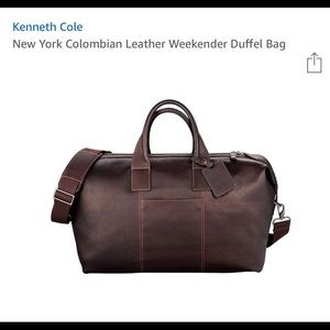 Kenneth Cole brown leather weekender bag